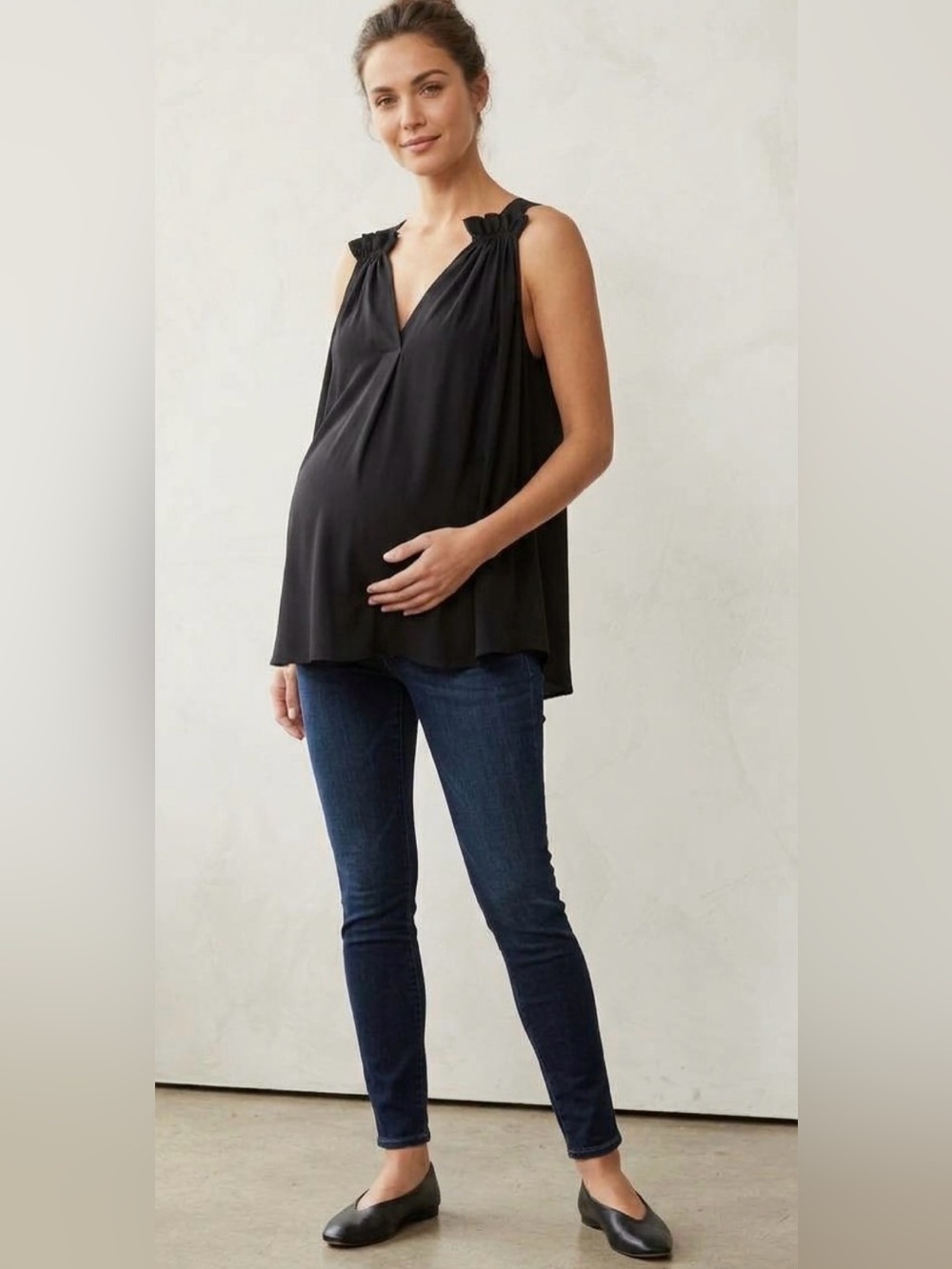 HATCH Maternity Black Date Night Flowy V-Neck Blouse Tank O/S